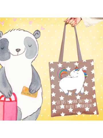 Mr. & Mrs. Panda Tragetasche Einhorn Stolzieren mit Spruch in Braun Pastell