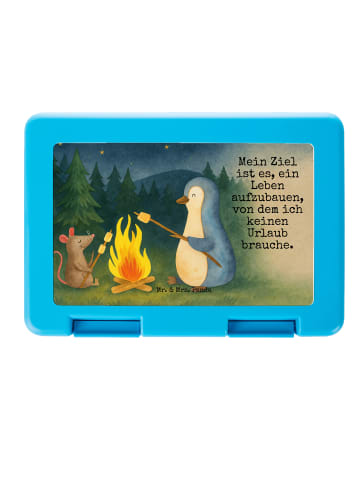 Mr. & Mrs. Panda Brotdose Pinguin Lagerfeuer Design mit Spruch in Weiß
