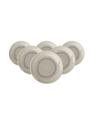 6er Set Teller Perlemor Sand in Beige ø 16 cm