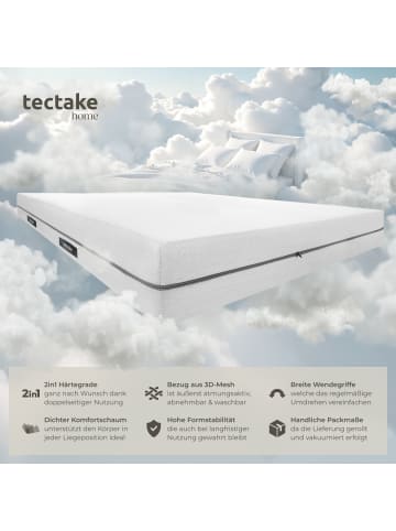 tectake Schlafmatratze Sky, Komfortschaum mit 2 Härtegraden (H2&H3), 3D-Mesh