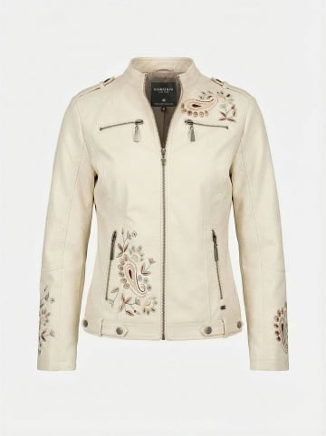 KOROSHI Bestickte kunstlederjacke für damen in weiß