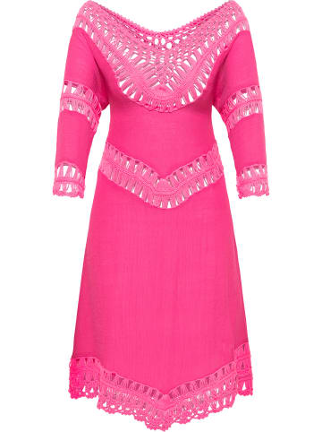 IZIA Tunika-Kleid Mini Mit Häkelpart in Pink