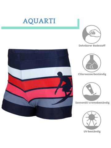 Aquarti Jungen Badehose Gestreift mit Motiven in rot/weiß