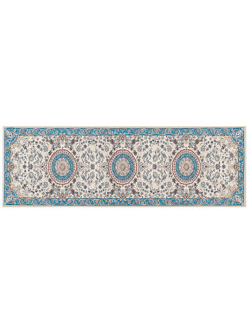 Beliani Kurzflor GORDES in Beige/Blau - (W) 80 x (L) 240 cm