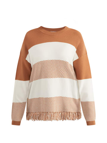 usha FESTIVAL Damen Oversize Strick Pullover in Beige Weiss