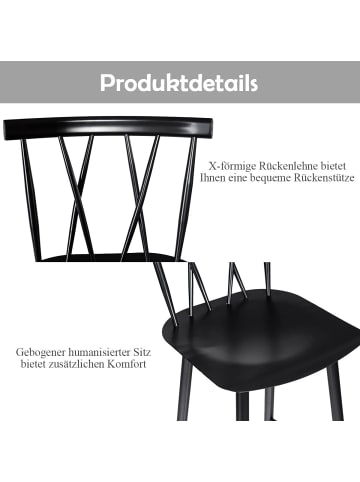 COSTWAY 2er Set Esszimmerstuhl Barstuhl in Schwarz