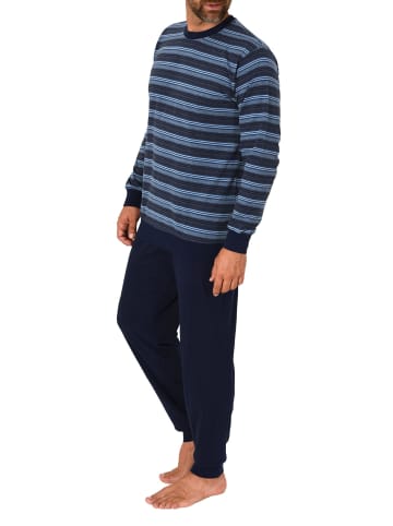 NORMANN langarm Schlafanzug Bündchen Pyjama Streifen - 88054 in marine1