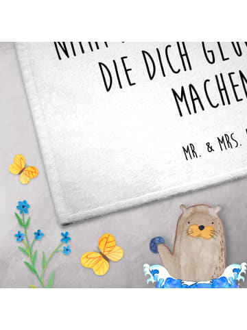 Mr. & Mrs. Panda Handtuch Faultier Zufrieden mit Spruch in Weiß