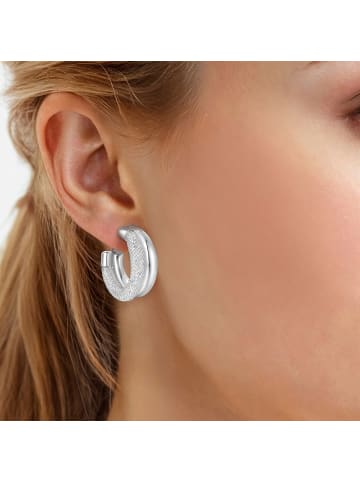 Lulu & Jane Creolen aus Messing mit Glaskristall in silber