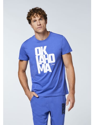 Oklahoma Jeans T-Shirt mit Label-Schriftzug aus Jersey in Blau