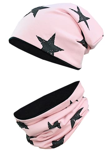 TupTam Unisex Kinder Beanie Mütze Schlauchschal Set in rosa Modell 1