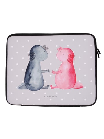 Mr. & Mrs. Panda Notebook Tasche Axolotl Liebe ohne Spruch in Grau Pastell