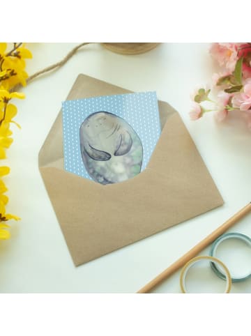 Mr. & Mrs. Panda Klappkarte Seekuh Happy ohne Spruch in Blau Pastell