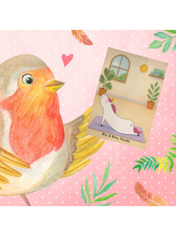 Mr. & Mrs. Panda Glückwunschkarte Einhorn Yoga Design ohne Spruch in Weiß