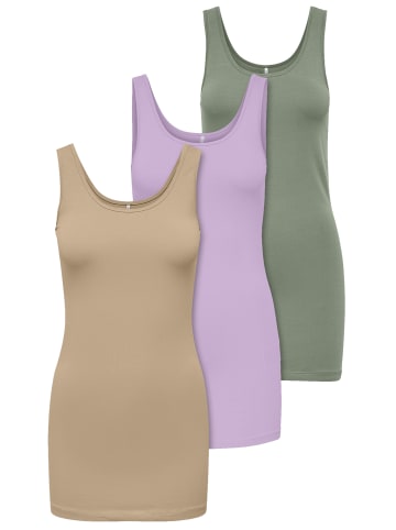 ONLY 3er-Set New Long Tank Top in Mix 6