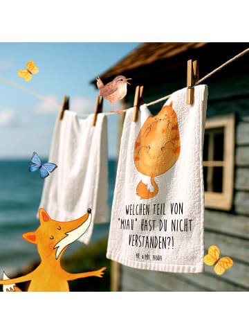 Mr. & Mrs. Panda Gästehandtücher Katze Mittelfinger mit Spruch in Weiß