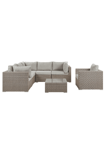 Beliani 7-tlg Lounge Set CONTARE in Grau/Beige