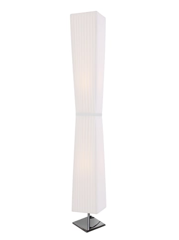 SalesFever Stehlampe 120 cm eckig mit Edelstahlgestell und Plissee Lampenschirm in Weiß