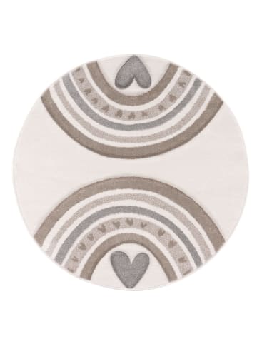 KADIMA DESIGN Kinderteppich Regenbogen mit Herz Kinderzimmer in Beige