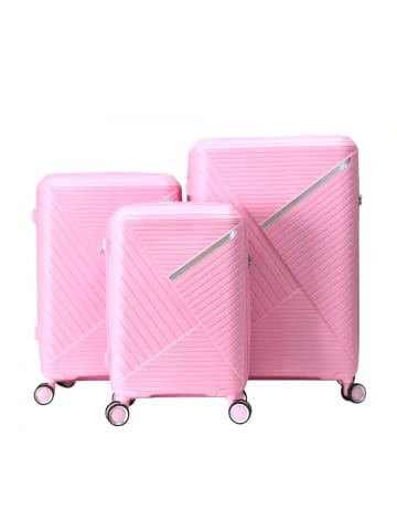 Cheffinger Koffer 3 tlg Set Trolley Kofferset Handgepäck Polypropylen in Pink