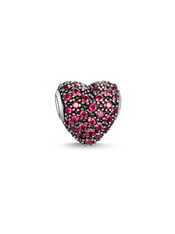 Thomas Sabo Bead Rotes Pavéherz in silberfarben, rot