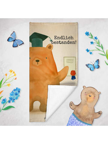 Mr. & Mrs. Panda Handtuch Bär Prüfung Design mit Spruch in Blau Pastell