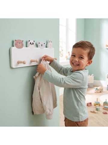 relaxdays Kindergarderobe in Grau/ Rosa - (B)40 x (H)20 x (T)5,5 cm