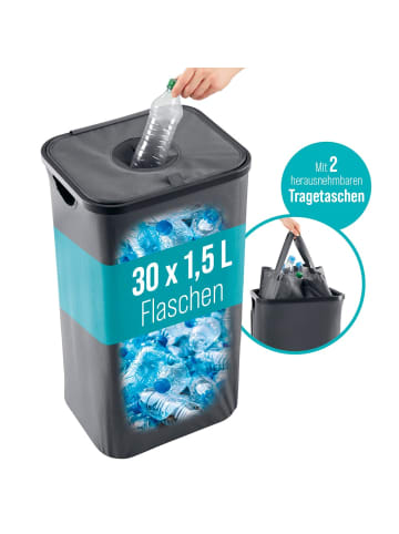 EASYmaxx EASYmaxx Pfandflaschen-Sammelbehälter, 100 l - 2 Tragetaschen & Klettverschluss