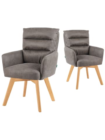 DUBI Möbel 2er-Set: Drehstuhl Mika-Joni in Taupe - (B)59 x (H)94 x  (T)66 cm
