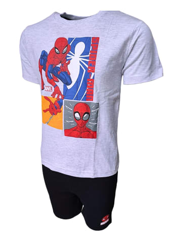 Spiderman Schlafanzug kurz Spider-Man in Grau-Schwarz