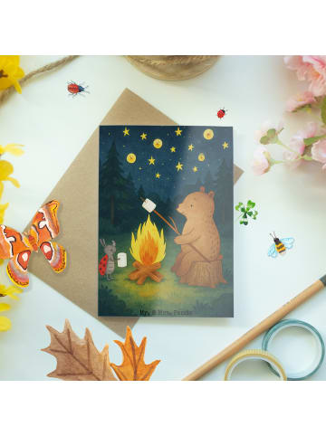 Mr. & Mrs. Panda Klappkarte Bär & Marienkäfer Lagerfeuer Design ... in Weiß