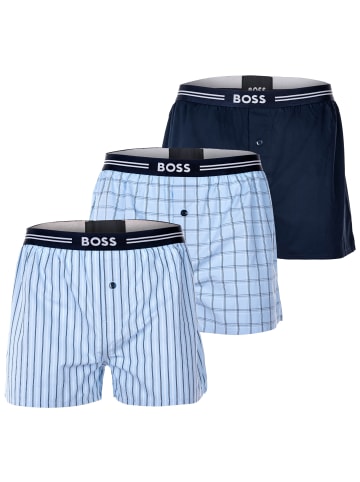 BOSS Web-Boxershorts 3er Pack in Hellblau/Marine