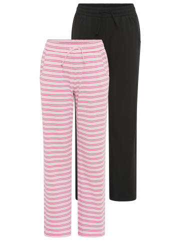 H.I.S. Jerseyhose in schwarz + pink geringelt