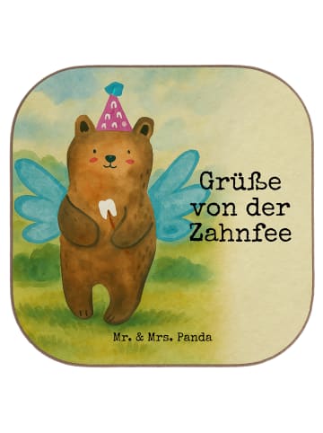 Mr. & Mrs. Panda Tassenuntersetzer Bär Zahnfee Design mit Spruch in Weiß