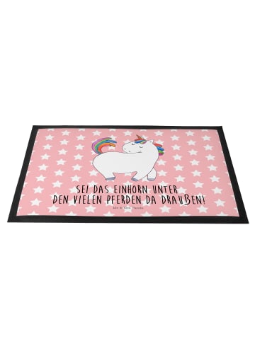 Fußmatte Einhorn Stolzieren mit Spruch in Rot Pastell