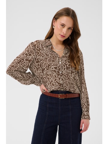 SAINT TROPEZ Langarm - Hemd VegaSZ Gerade Passform in Brown Birch Squiggles