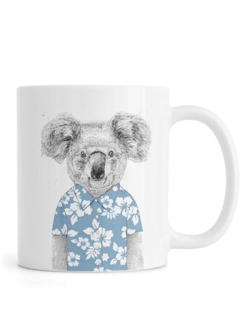 Juniqe Tasse "Summer Koala Blue" in Blau & Grau