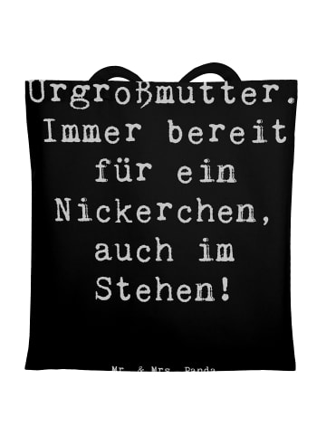 Mr. & Mrs. Panda Tragetasche Urgroßmutter Nickerchen mit Spruch in Schwarz