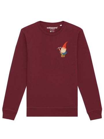 wat? Apparel Sweatshirt Gartenzwerg in Weinrot