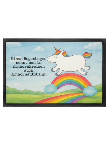 Mr. & Mrs. Panda fußmatte Einhorn Regenbogen Design mit Spruch in Weiß