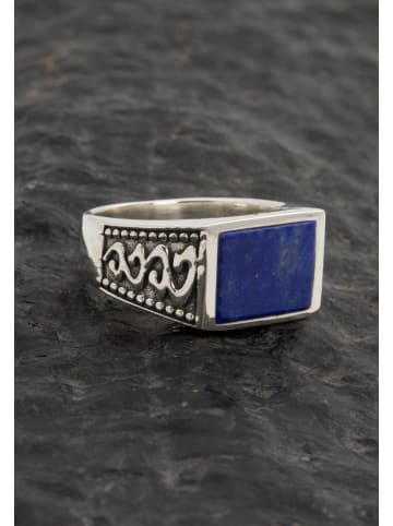 mantraroma 925er Silber - Herrenring mit Lapis Lazuli