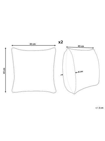 Beliani 2er-Set Dekokissen GAZANIA in Beige/Weiß