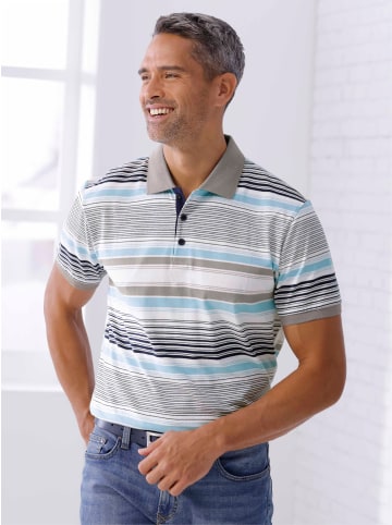 Sieh an! Kurzarm-Poloshirt in weiß-grau-geringelt