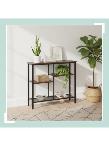 relaxdays Konsolentisch in Braun/ Schwarz - (B)80 x (H)75 x (T)22 cm