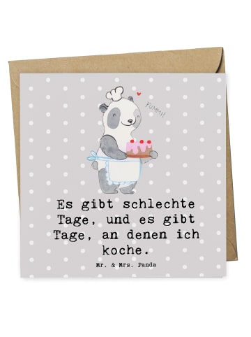 Mr. & Mrs. Panda Klappkarte Bär Kochen mit Spruch in Grau Pastell