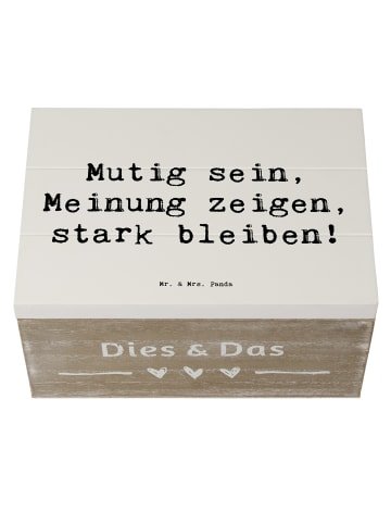 Mr. & Mrs. Panda Holzkiste mit Deckel Spruch Mutig zu seinen Mei... in Weiß