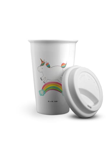 Mr. & Mrs. Panda Coffee To Go Becher Einhorn Regenbogen ohne Spruch in Weiß