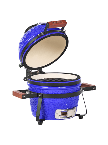 Beliani Holzkohlegrill KAMADO in Blau - (W) 54 x (H) 48 x (L) 35 cm