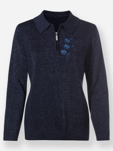 WITT WEIDEN Polopullover in marine-meliert