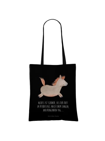 Mr. & Mrs. Panda canvas tasche Pferd Springen mit Spruch in Schwarz